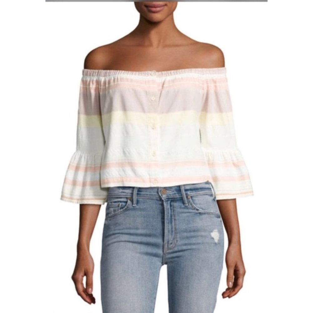 MOTHER Cold Shoulder Belle Top in pastel